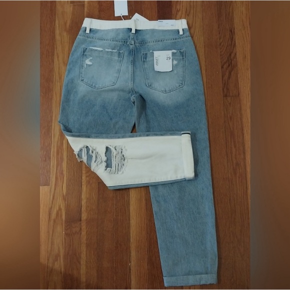 NWT VERVET DISTRESSED MOM JEANS-EMMA SPLIT TWO TONE DENIM / 29 - Picture 6 of 6